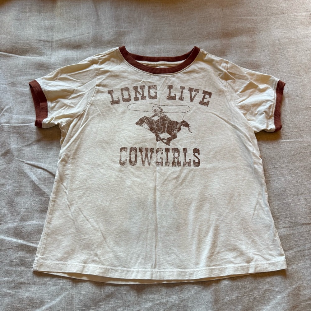 Cowgirl Graphic Tee - Cream and Brown